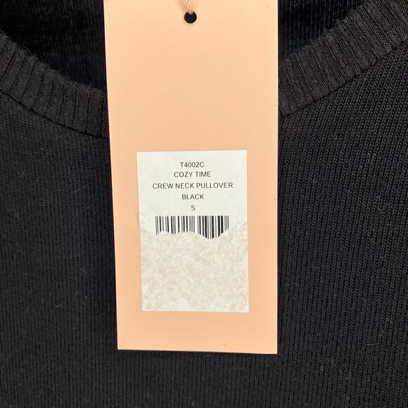 NWT EBERJEY Cozy Time Crew Neck Pullover Black Small - Picture 5 of 6